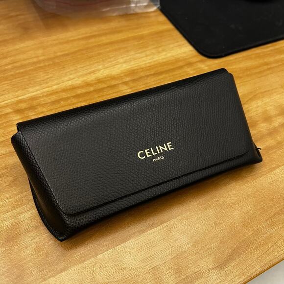 CELINE Paris BLACK AUTHENTIC SUNGLASSES EYEGLASSES CASE ONLY Gold Lettering - Picture 2 of 10